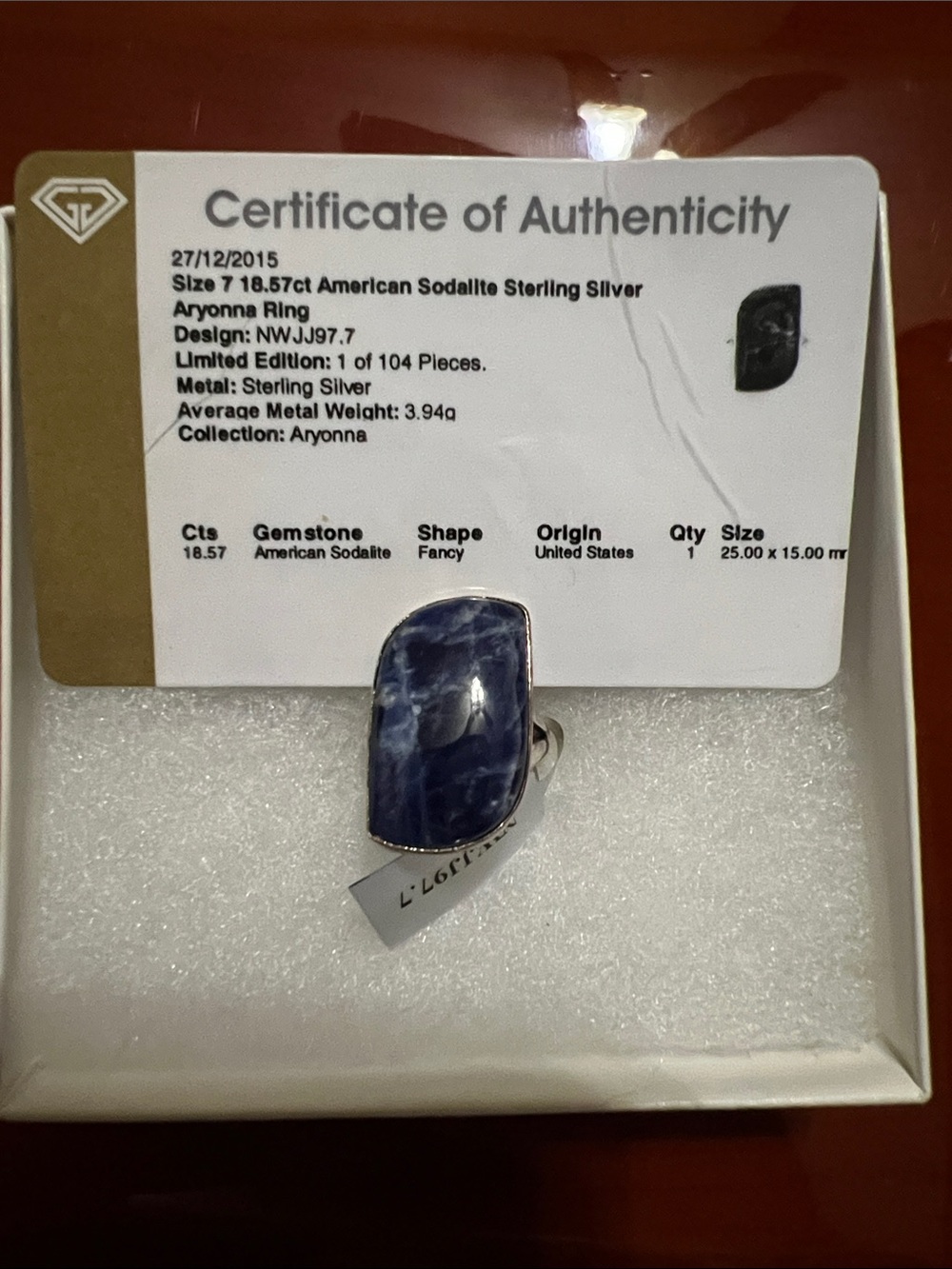Sterling Silver Ring with Blue Sodalite Stone